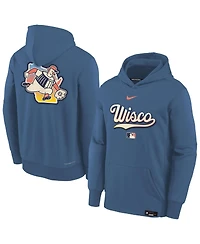 Nike Big Boys and Girls Blue Milwaukee Brewers 2026 City Connect Authentic Collection Therma-fit Hoodie