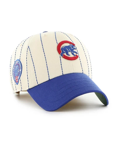 '47 Brand x Rawlings Men's Natural/Royal Chicago Cubs Pinstripe Clean Up Adjustable Hat