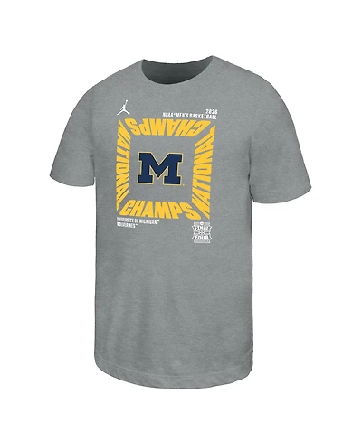 Jordan Big Boys and Girls Dark Heather Gray Michigan Wolverines 2026 Ncaa Men's Basketball National Champions Celebration T-Shirt
