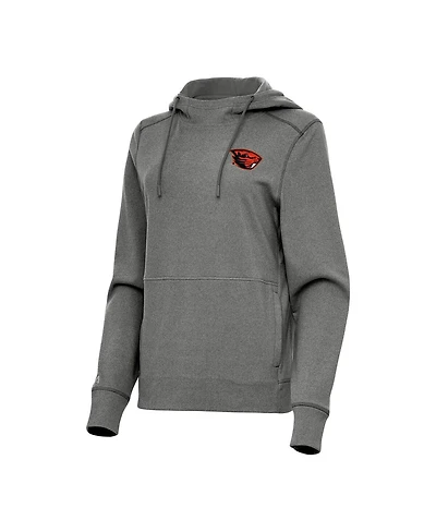 Antigua Women's Heather Black Oregon State Beavers Justice Pullover Hoodie