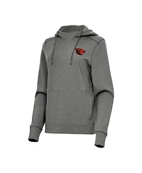 Antigua Women's Heather Black Oregon State Beavers Justice Pullover Hoodie