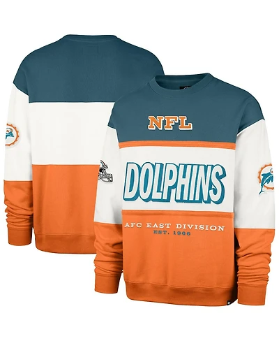 '47 Brand Men's Aqua/Orange Miami Dolphins Throwback Breeze Maximalist Sweatshirt