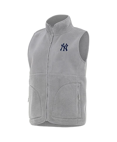 Antigua Women's Gray New York Yankees Nostalgic Full-Zip Vest
