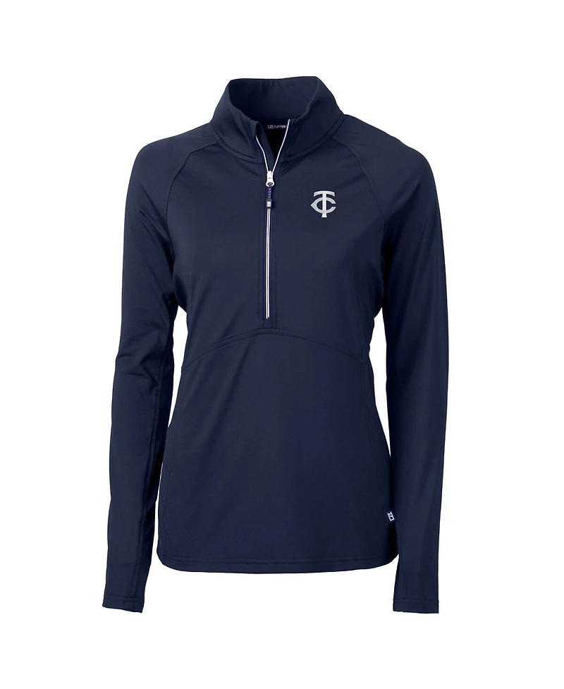 Cutter & Buck Women's Navy Minnesota Twins Adapt Eco Knit Stretch Half-Zip DryTec Top