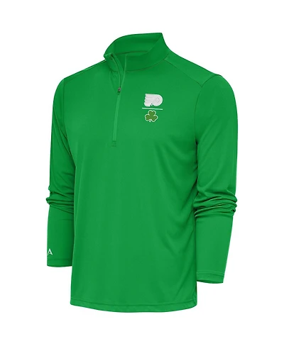 Antigua Men's Kelly Green Philadelphia Flyers Shamrock Tribute Quarter-Zip Pullover Top