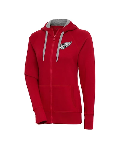 Antigua Women's Red Detroit Wings Metallic Logo Victory Full-Zip Hoodie