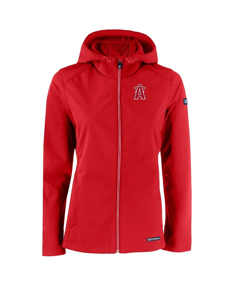 Cutter & Buck Women's Red Los Angeles Angels City Connect Evoke Eco Softshell Full-Zip Hoodie Jacket