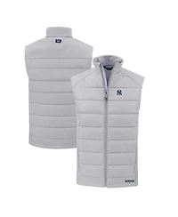 Cutter & Buck Men's Gray New York Yankees Evoke Hybrid Eco Softshell Full-Zip Vest