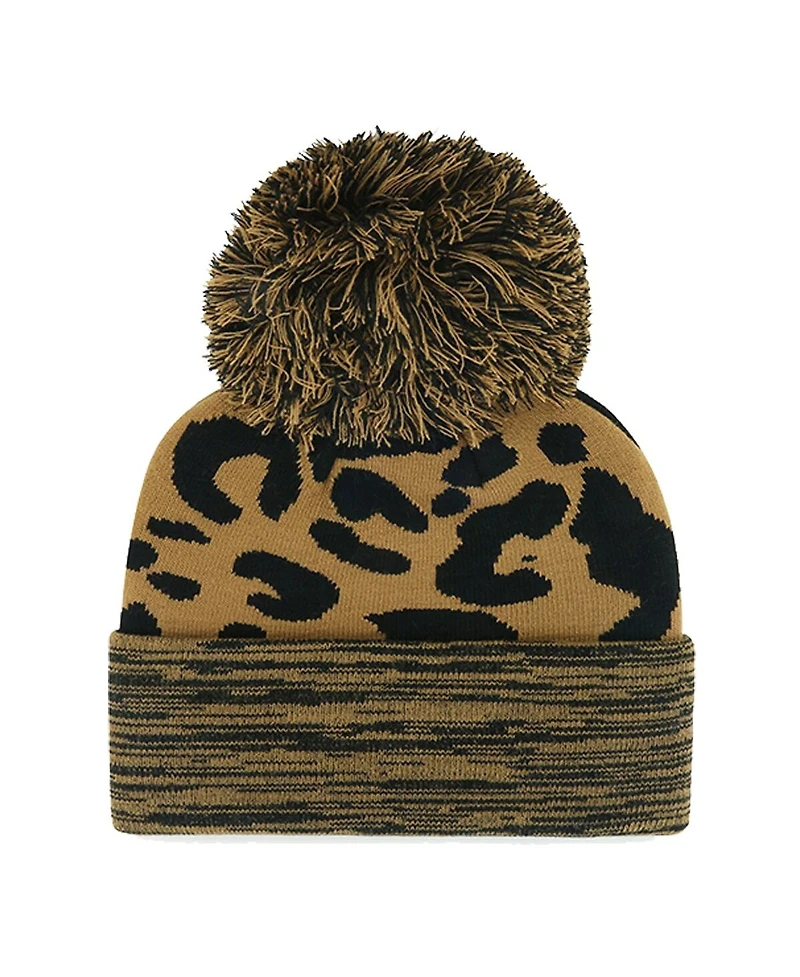 '47 Brand Women's Athletics Leopard Rosette Cuffed Pom with Knit Hat