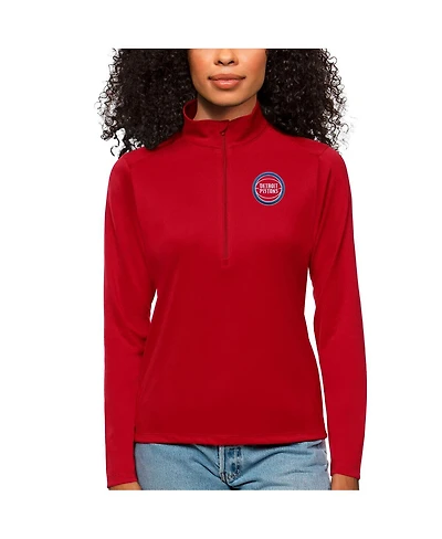 Antigua Women's Red Detroit Pistons Tribute Half-Zip Top