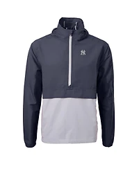 Cutter & Buck Men's Navy/Gray New York Yankees Charter Eco Half-Zip Anorak Jacket