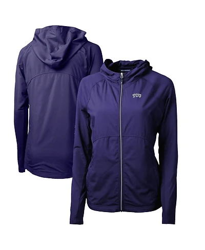 Cutter & Buck Women's Purple Tcu Horned Frogs Adapt Eco Knit Full-Zip Hoodie