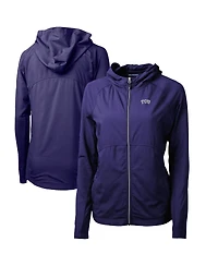 Cutter & Buck Women's Purple Tcu Horned Frogs Adapt Eco Knit Full-Zip Hoodie