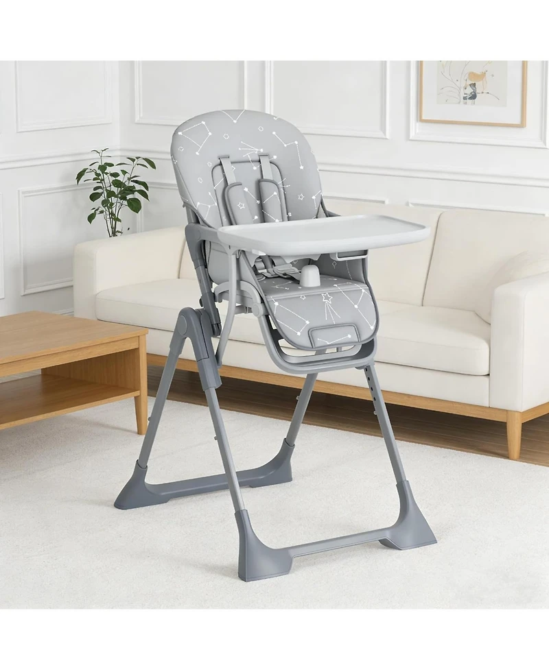 gaomon Baby High chair, Foldable Feeding Chairs for Babies and Toddlers, Adjustable Height/Backrest/Footrest, Removable Tray, Fast Folding