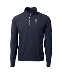 Cutter & Buck Men's Navy Cleveland Guardians Adapt Eco Knit Hybrid Quarter-Zip Pullover Jacket