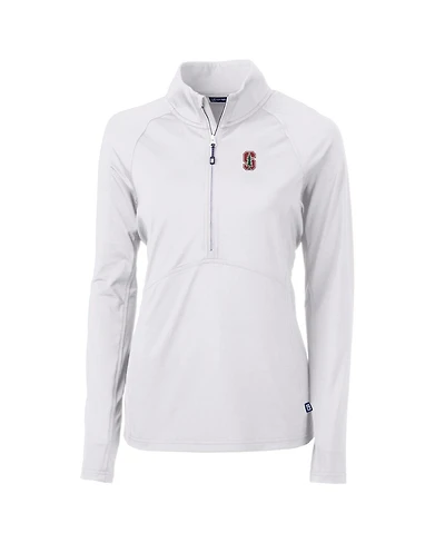 Cutter & Buck Women's White Stanford Cardinal Adapt Eco Knit Half-Zip Pullover Jacket