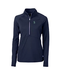 Cutter & Buck Women's Navy Seattle Mariners Adapt Eco Knit Stretch Half-Zip Pullover Top
