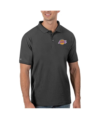 Antigua Men's Gray Los Angeles Lakers Legacy Pique Polo Shirt