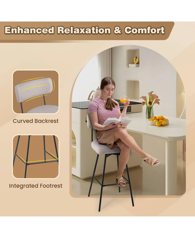 Slickblue 2 Piece 29 Inch Counter Height Upholstered Swivel Bar Stool Set