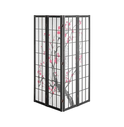 Sugift 4-Panel Japanese Shoji Style Folding Room Divider Screen, 66.9 in Tall Wood Frame