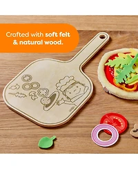 Haba Pizza Play Food Set for Kids Play Kitchen - Felt Toy Food Pizza with Toppings and Wooden Kids Kitchen Accessories for Ages 3+