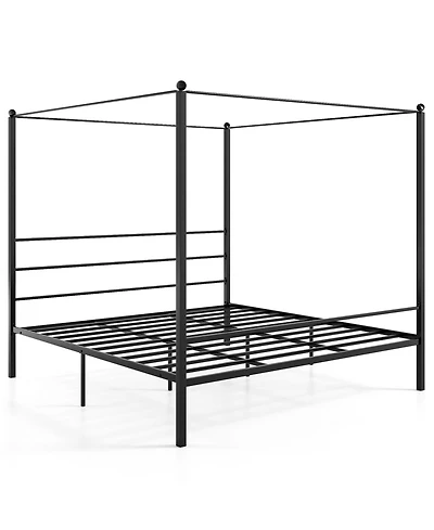 Slickblue Canopy Bed Frame Metal with Slat Support, Durable Platform Bed for Bedroom