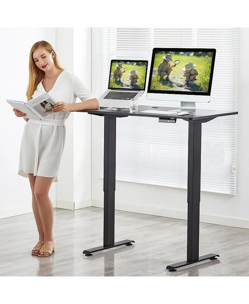 Gouun Wood Electric Height Adjustable Standing Desk with Memory Preset
