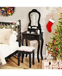 Gouun Wood Kids Pretend Makeup Vanity Set with Mirror and Storage