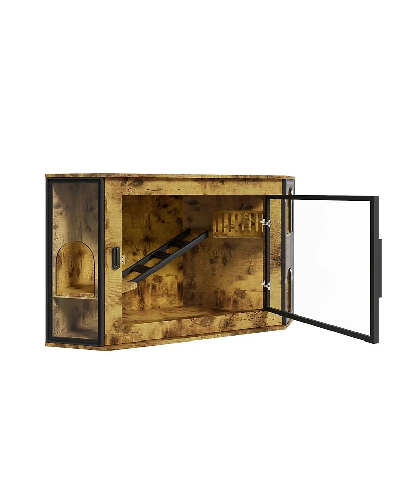 6thdruple 48"Corner Cat Litter Box Enclosure, Modern Cabinet with Led, Acrylic Door, Play Area