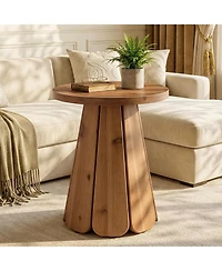 Tribesigns 20" Solid Wood End Table, Round Side Table with Splayed Base, Farmhouse Nightstand Accent Table