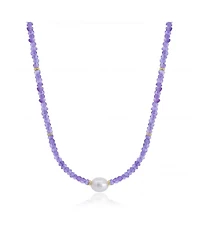 The Lovery Tanzanite Bead Pearl Necklace 14K Yellow Gold