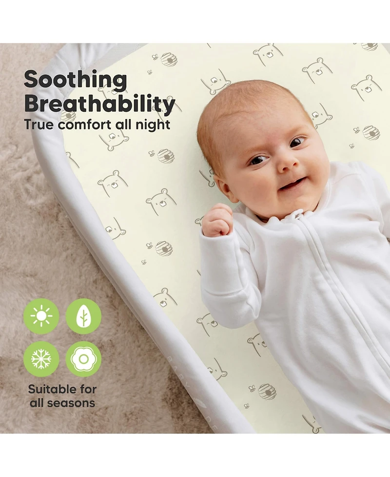 KeaBabies Bassinet Sheet for Boys, Girls, 2-Pack Soothe Bassinet Sheets for Baby Delight Dreamer Bedside Sleeper, Rectangle 32x21