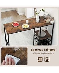 Slickblue Long Bar Table with Storage Shelves, Bar Height Dining Table for Kitchen and Dining Area