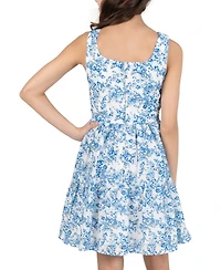 Rare Editions Girls 7-16 Printed Woven Eyelet Dress