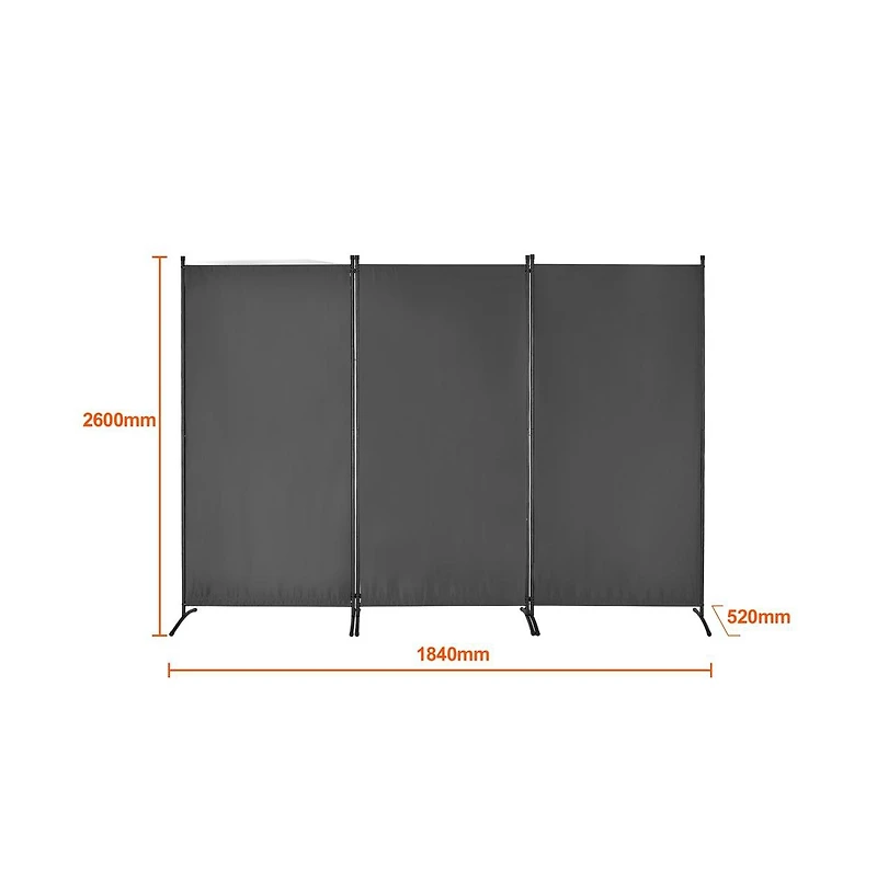 Sugift 3-Panel Fabric Folding Privacy Screen with Steel Frame, 72.4 in Tall Portable Room Partition