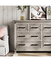gaomon Farmhouse 8 Drawer Dresser, Rustic Wood Chest of Drawers for Bedroom