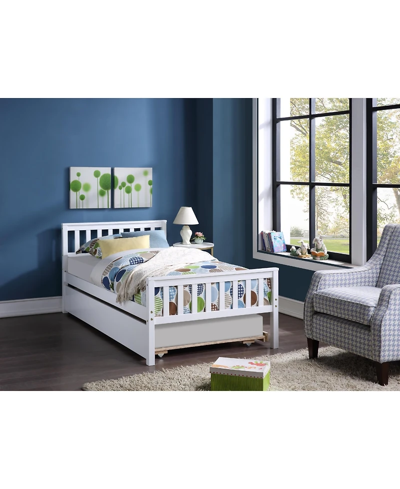 Sailvan Twin Bed with Trundle, Solid Wood Platform Frame Headboard, No Box Spring Needed