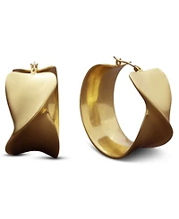 Donna Karan Gold-Tone Twisted Wide Hoop Earrings