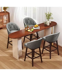 Costway 31" Bar Stools Set of 4 with Rubber Wood Frame Swivel Seat Footrest and Rivet