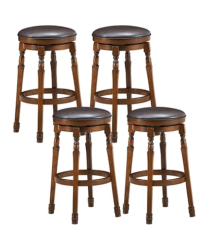 Costway Set of 4 Swivel Bar Stool Leather Padded Dining Kitchen Pub Chair Backless