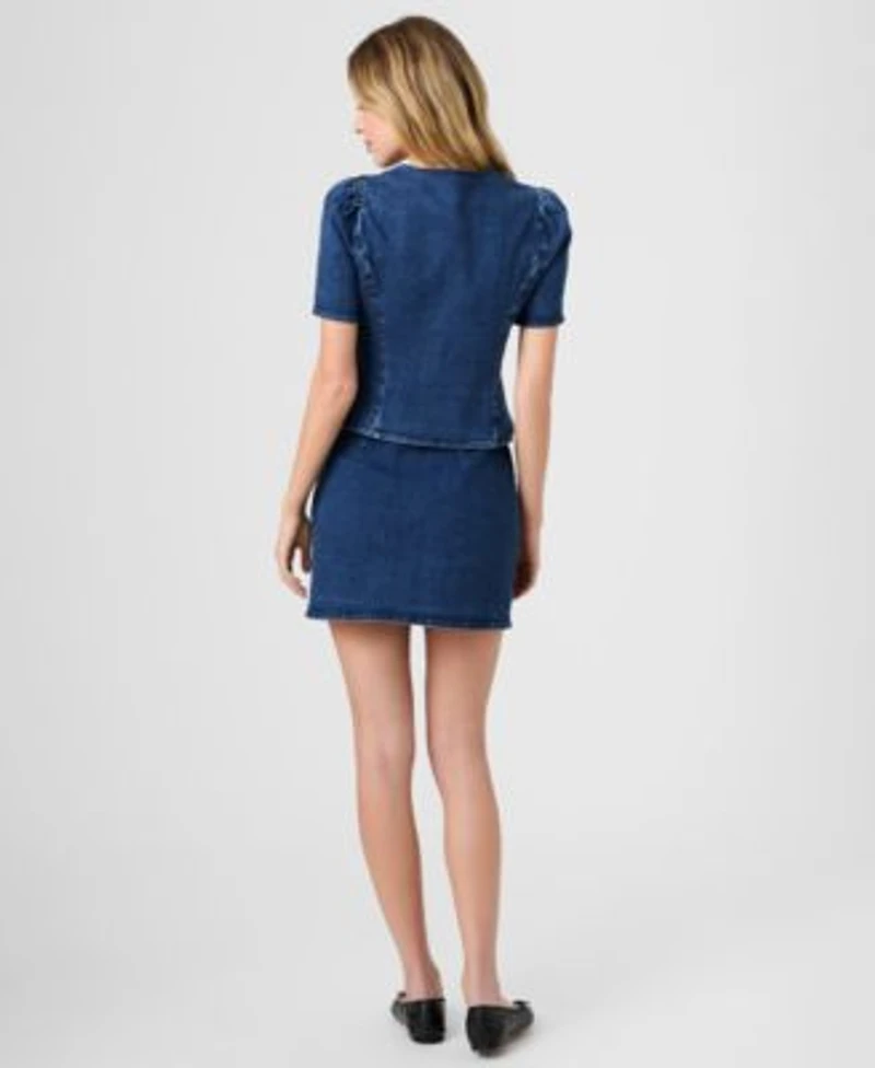 French Connection Womens Delancey Denim Button Front Top Denim Mini Skirt