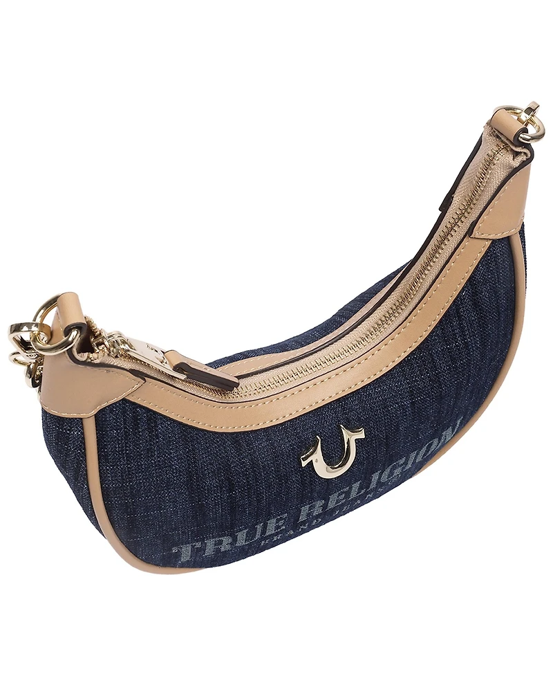 True Religion Bailey Denim and Pu Hobo Bag