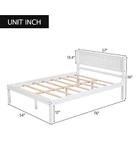 Sailvan Full Wood Platform Bed Frame with Headboard and Slat Support