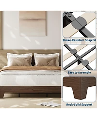 Homfan Wood Platform Bed Frame with Underbed Storage and Wood Slats