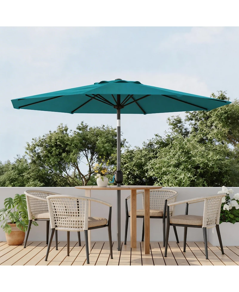 homfan 9ft Outdoor Patio Umbrella, Waterproof and Uv Protected, 8 Durable Ribs, Crank Push Button Tilt, Easy Setup, for Garden, Deck Pool