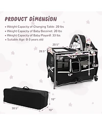 Gouun Baby 4-in-1 Portable Pack and Play Nursery Center with Bassinet and Changing Station
