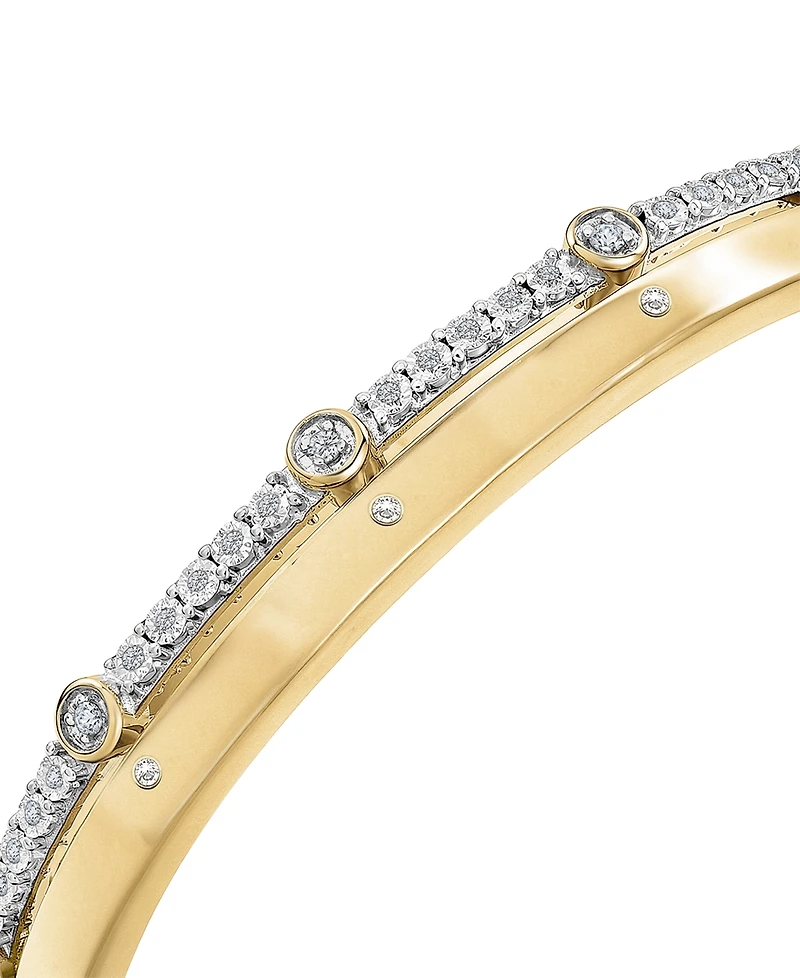 Wrapped Diamond (1/4 ct. t.w.) Bangle in 14k Yellow Gold Over Sterling Silver