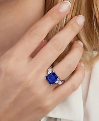 Macy's Lab Grown Blue Sapphire (5 ct. t.w.) & White (2-1/5 Ring Sterling Silver (Also Available Ruby)