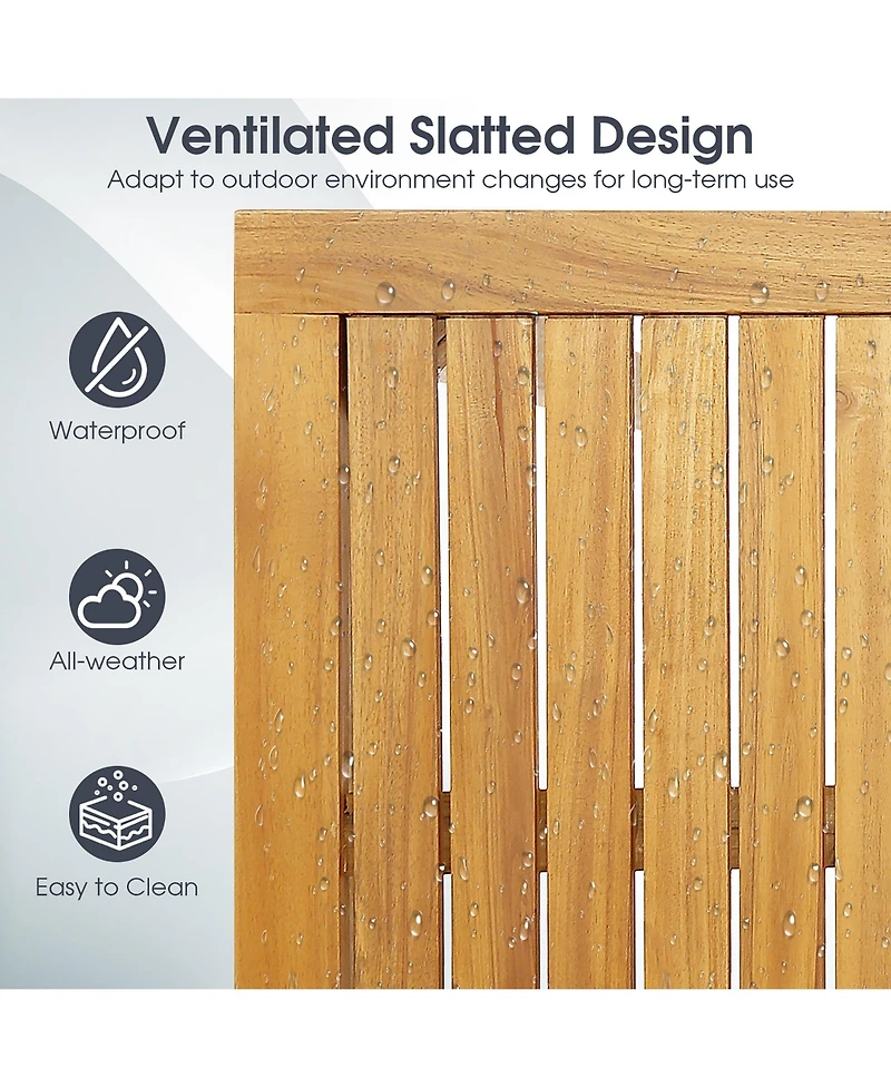 Gymax 7piece Acacia Wood Bar Table Set 45'' Rectangular Dining Table and 6 Stools