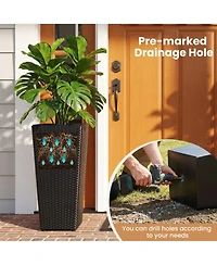 Gouun Tall Rattan Plant Pots Set of 2 with Detachable Plastic Liners